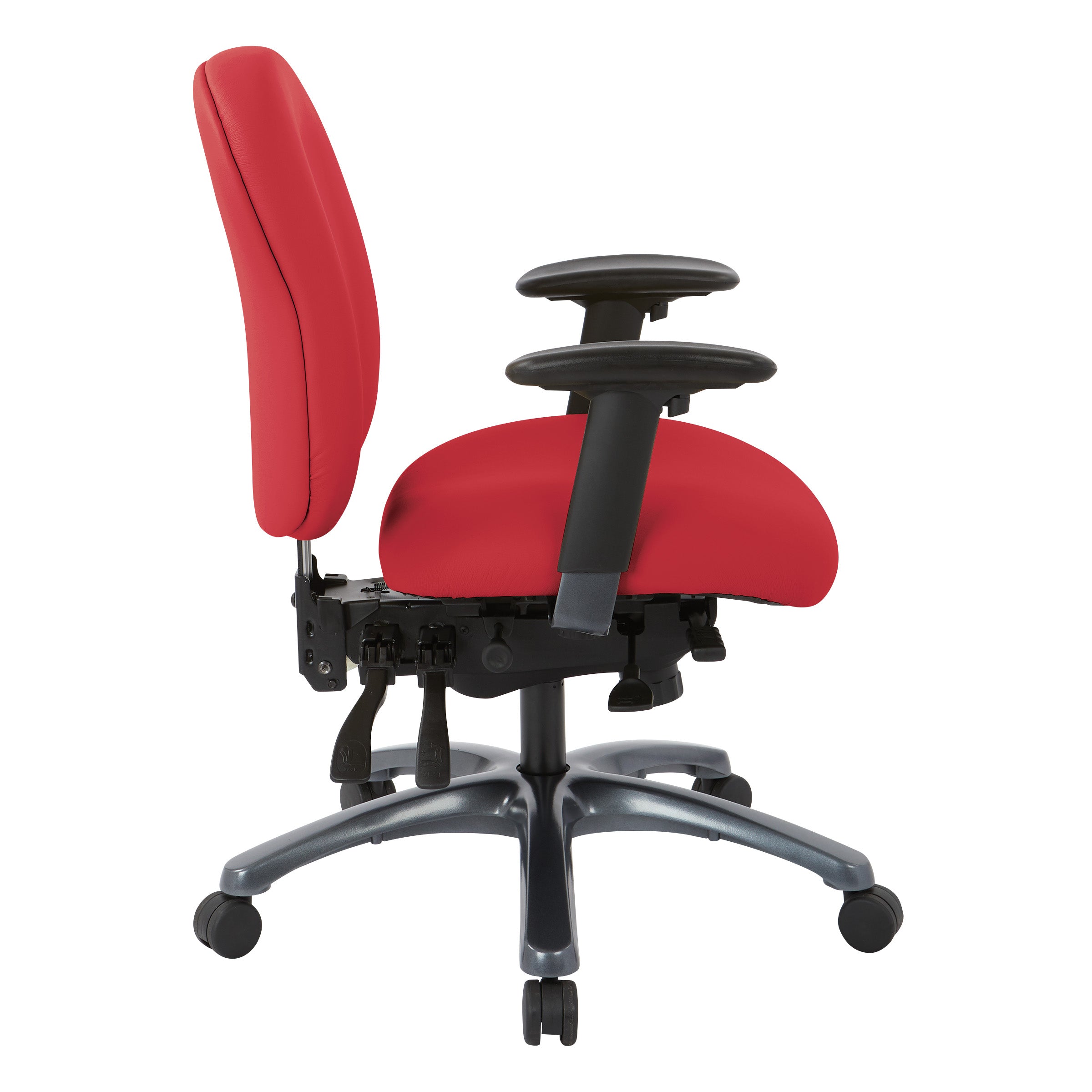 Multi-Function Mid Back Chair with Seat Slider and Titanium Finish Base